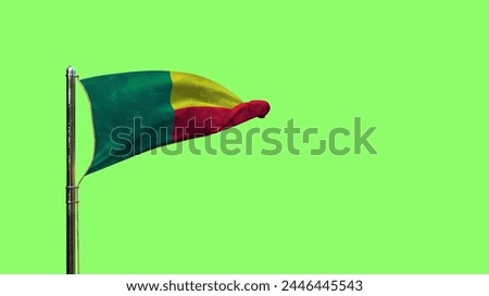 waving flag of Benin for memorial day on green screen, isolated - object 3D illustration
