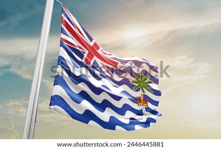 British Indian Ocean Territory national flag waving in the sky.