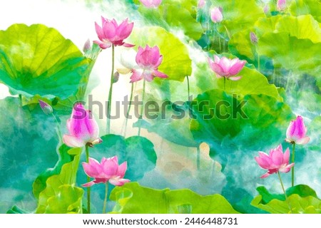 lotus flower bloom in the morning with mist