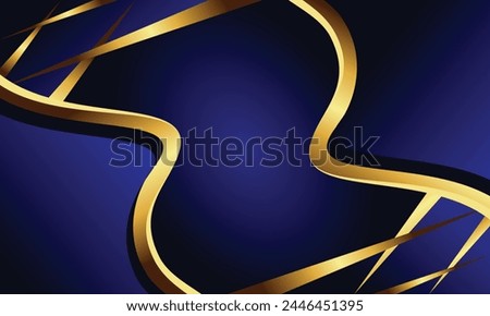 Geometric shape with gold arrow bar on crossed lines and dark blue background