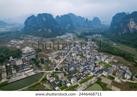 Aerial photography scenery of Xiao Guilin, Yingxi Peak Forest, Yingde City, Qingyuan, Guangdong