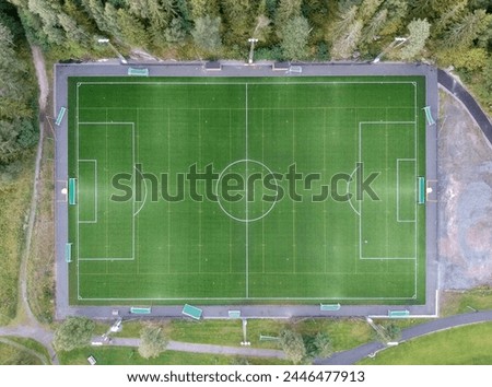 Aerial view of Haraløkka football field in Norway
