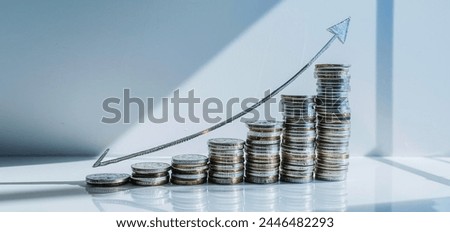 money coin arranged as a graph, business graph, company graph, coin graph, finance,