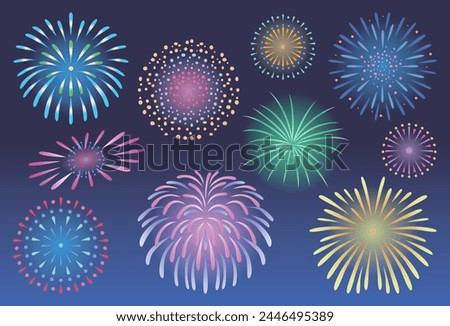 
Clip art of various fireworks