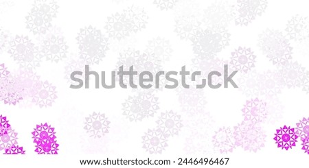 Light purple, pink vector layout with beautiful snowflakes. Gradient colorful illustration with snow elements in xmas style. New year leaflet pattern.