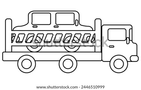 Autotransporter is an outline vehicle for children's creativity and activity, Doodle coloring page vector illustration with a car Royalty-Free Stock Photo #2446510999