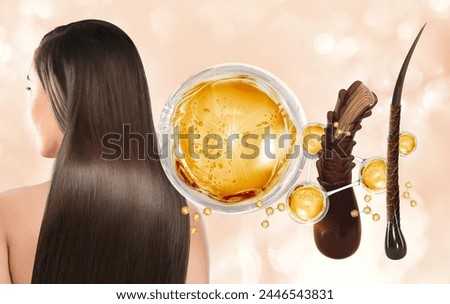 hair treatment concept, molecule and chromosome Royalty-Free Stock Photo #2446543831
