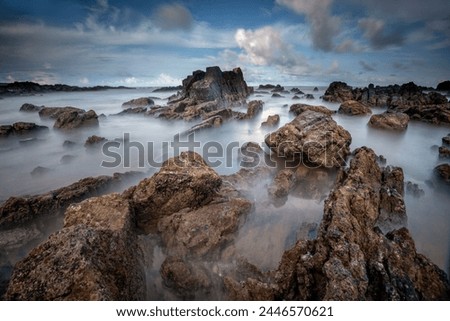 Dreamy Waves. view of rocky beach, located at Terengganu, Malaysia. ( long exposure ,Long Exposure photography.