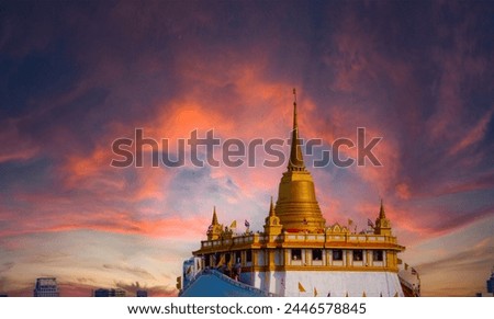 Temple in Buddhism: Wat Phra Kaew Wat Arun Ratchawararam, Phu Khao Thong Temple, Pho Temple and tourist attractions in Bangkok, Thailand.