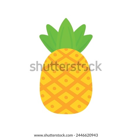 Flat cartoon Pineapple Tropical Summer Fruit Icon clip art vector illustration design for kids and children books for learning fruits and alphabet
