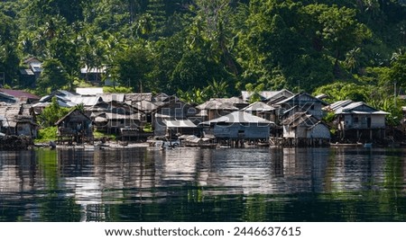 A picture of an indonesian fishermen's village in the nature