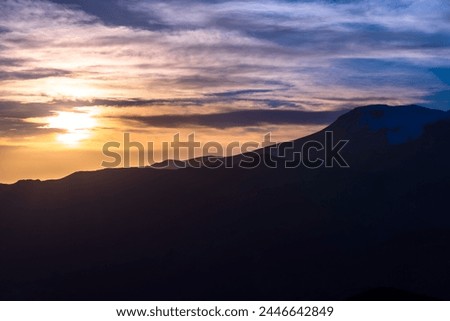 Beautiful sunset in the mountains natural view,  stock photography