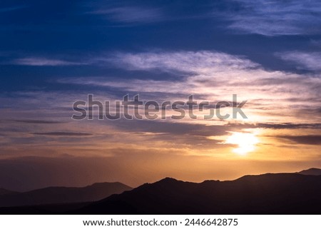 Beautiful sunset in the mountains natural view,  stock photography