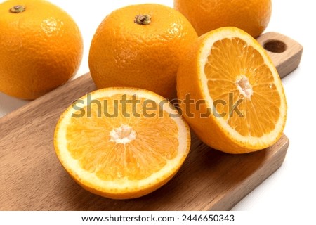 Japanese citrus hassaku on white background Royalty-Free Stock Photo #2446650343