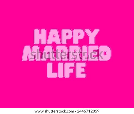 Happy married life wishing text vector icon isolated in beautiful background