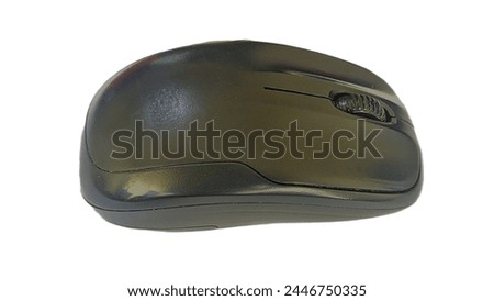 Black computer mouse on white background