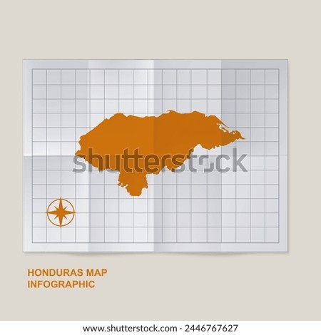 Honduras map country in folded grid paper