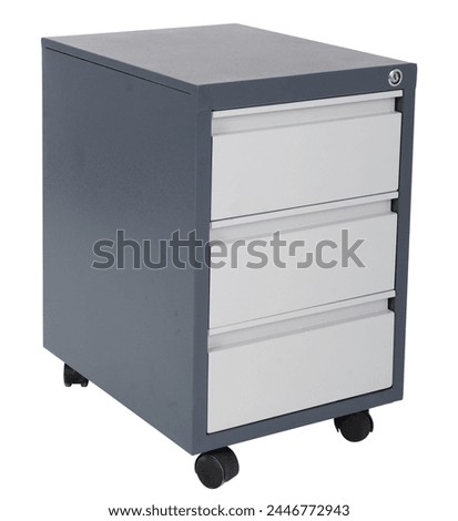 Metal chest of drawers, 3 drawers, with key, gray color