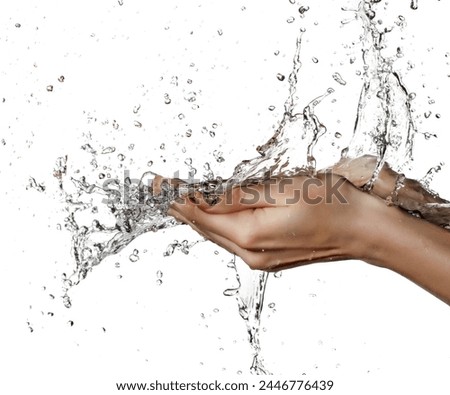 light blue transparent water wave surface with splash bubble on water white background.