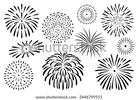 Clip art of fireworks monochrome