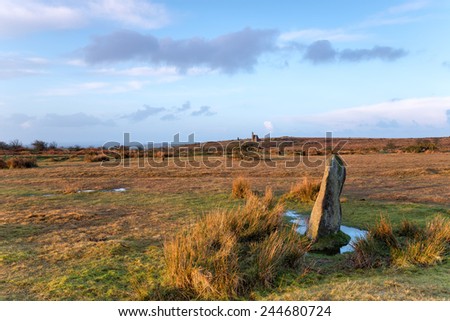 A standing stone at Minions on Bodmin Moor in Cornwall