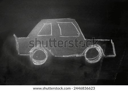 Car hand drawn with white chalk on a white board