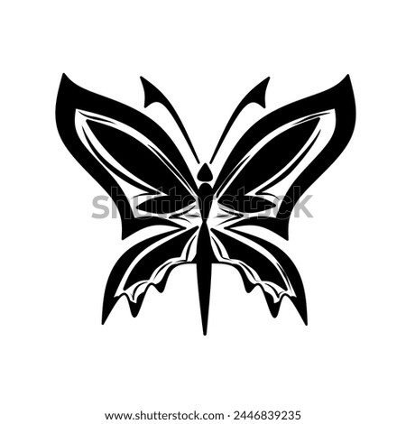 Vector butterfly icon, clip art, elegant minimalist style image, vector illustration