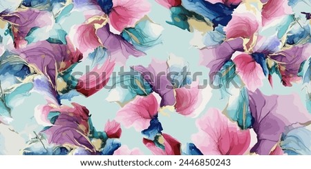 Seamless pattern of blooming flowers. Trendy fabric prints. Vector illustration