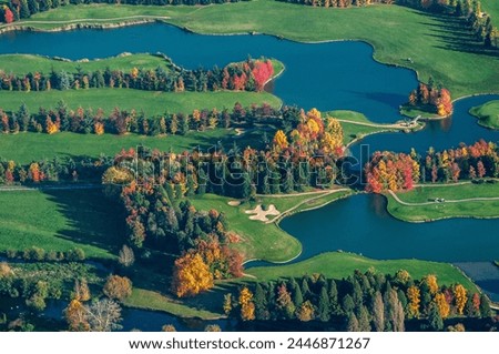 aerial view of a golf in autumn