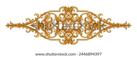 Horizontal golden arabesque with floral elements Royalty-Free Stock Photo #2446894397