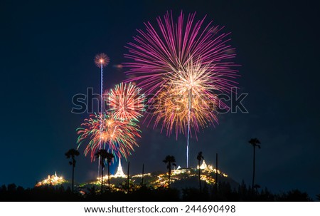 A large fireworks display event, Petchaburi Thailand.