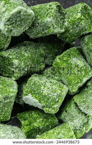 spinach frozen portion cube semifinished fresh tasty healthy eating cooking meal snack on the table copy space food background Royalty-Free Stock Photo #2446938673