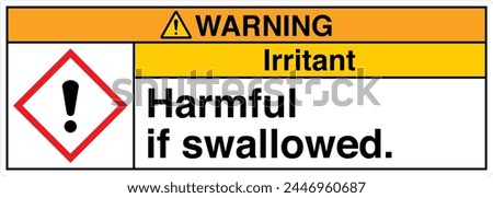 ANSI Z535 WARNING GHS Chemicals Label and Hazard Irritant Harmful If Swallowed Landscape White 06 Royalty-Free Stock Photo #2446960687