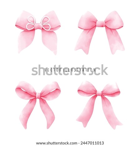Watercolor Pink Ribbon, Vector illustration