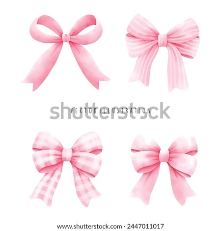 Watercolor Pink Ribbon, Vector illustration