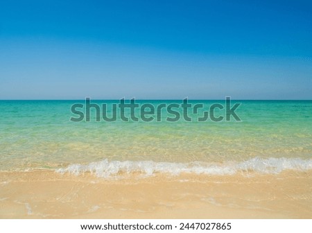 Horizon Landscape summer season panorama front view point tropical sea beach white sand clean and blue sky background calm nature ocean beautiful wave water travel at Sai Kaew Beach thailand holiday
