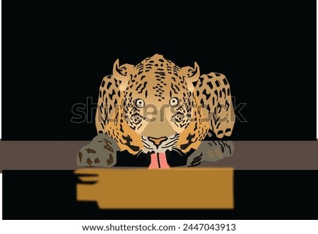 A wild tiger drinking water illustration.