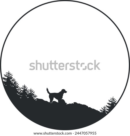 black silhouette of a dog on the mountain