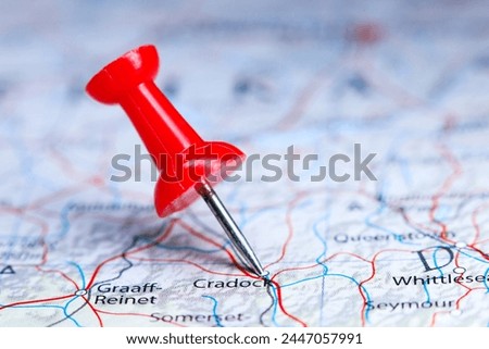 Cradock, South Africa pin on map Royalty-Free Stock Photo #2447057991