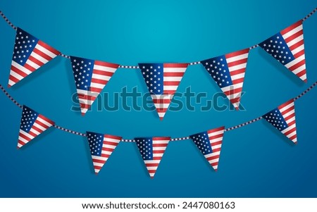 triangle bunting flags in american national flag USA presidential election concept horizontal