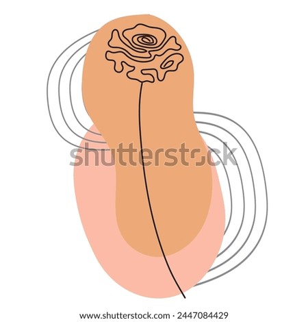 Boho stylized hand drawn rose flower. Element for logo, business card, booklet