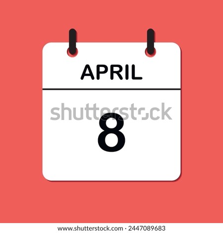 April 8. Daily Calendar icon for design. Simple design for business brochure, flyer, print media, advertisement. Easily editable.