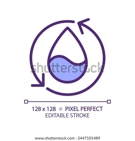 Reusing water RGB color icon. Water management. Reclaimed water. Circular economy. Renewable resource. Isolated vector illustration. Simple filled line drawing. Editable stroke. Pixel perfect