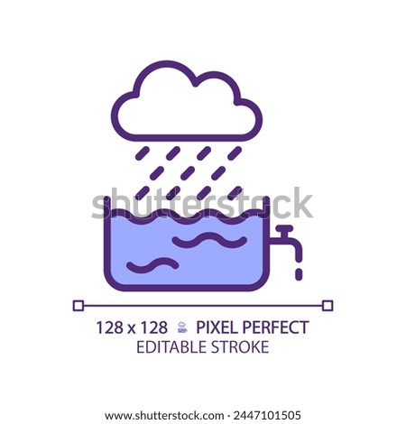 Rain water RGB color icon. Water collection and conservation. Sustainable living. Harvesting rainwater. Isolated vector illustration. Simple filled line drawing. Editable stroke. Pixel perfect