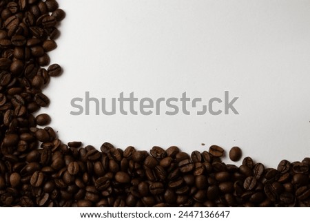 Coffee beans and white background