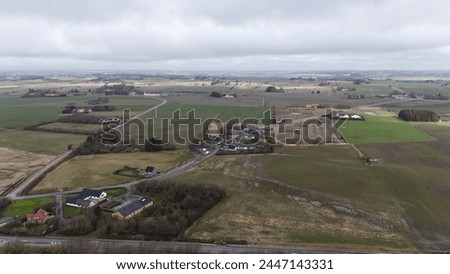 Picture of the country landscape near Jerslev J, denmark, taken from the sky