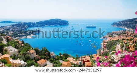 colorful coast and turquiose water of cote dAzur, France, web banner Royalty-Free Stock Photo #2447151297