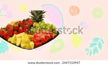 Different fruit tray picture, text free background 