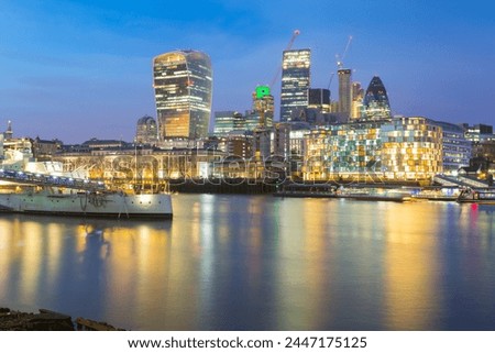 The City of London skyline and River Thames from South Bank, London, England, United Kingdom, Europe