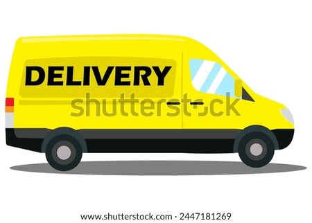 Cartoon style Yellow delivery van isolated on white